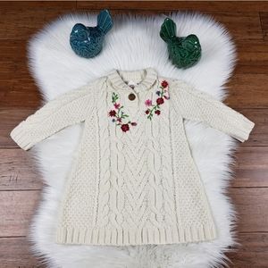 Hanna Andersson cable knit embroidered flower dress 12-18 M